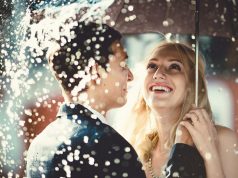What women want from men? Couple under umbrella